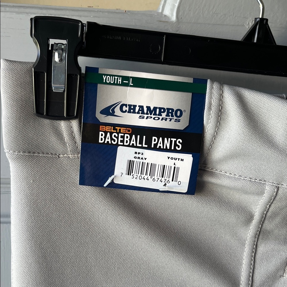 Champro NWT Youth Belted Baseball Pants Med Grey, Youth Sz L